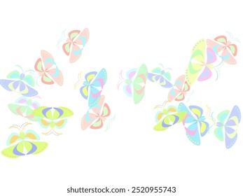 The flying-up watercolor butterflies. Vector illustration  Gentle wings insects patten. Fragile creatures.