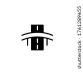 Flyover bridge vector icon in black flat glyph, filled style isolated on white background