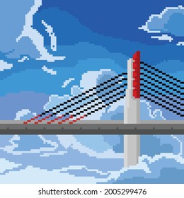 Flyover Building with pixel art style