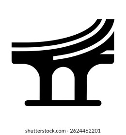 Flyover Icon Represents An Elevated Road System With A Clean, Minimal Design, Signifying Progress In Urban Planning And Civil Engineering.