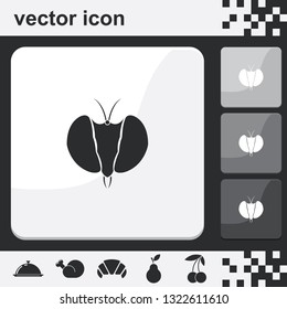 Fly's head flat set of buttons vector icon. Insect illustration.