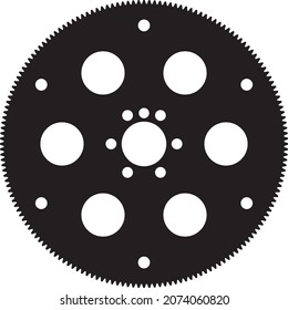 Flywheel. Engine parts. Silhouette vector