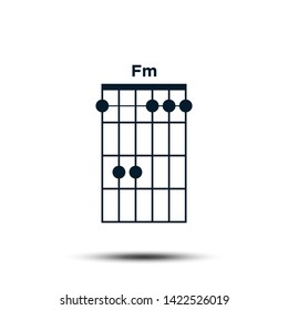 Fm, Basic Guitar Chord Chart Icon Vector Template
