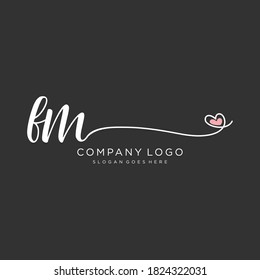 FM Beauty vector initial logo, handwriting logo of initial signature, wedding, fashion, jewelry, boutique, floral and botanical with creative template for any company or business.