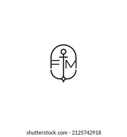 FM creative letter logo design in anchor concept with high quality professional design that will print well across any print media