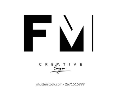 Logotipo minimalista creativo de FM de espacio negativo más tarde con monograma moderno para marca y logotipo de marca comercial con letras iniciales Diseño de logotipo para marca.