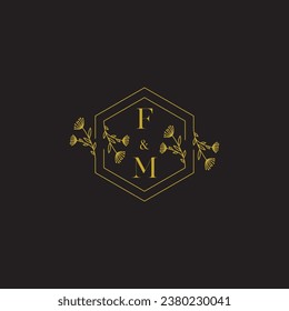 FM elegant wedding initial logo in high quality professional design that will print well across any print media