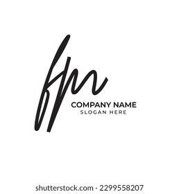 FM F M Escritura manuscrita inicial y logotipo de la firma. Logo inicial del vector de belleza .Moda, boutique, floral y botánica	