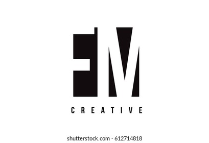 FM F M White Letter Logo Design with Black Square Vector Illustration Template.