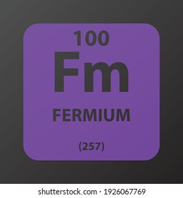 Fm Fermium Actinoid Chemical Element vector illustration diagram, with atomic number and mass. Simple gradient flat design for education, lab, science class.
