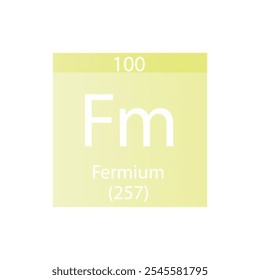 Quadro Periódico Do Elemento Químico Do Actinoide Fm Fermium. Simples ilustração de vetor quadrado plano, simples ícone de estilo limpo com massa molar e número atômico para Lab, ciência ou classe de química.