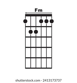 Fm guitar chord icon. Basic guitar chord vector illustration symbol design