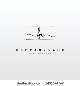 FM handwriting initial logo template vector.