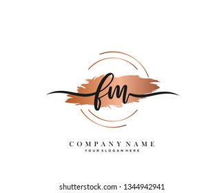 FM handwriting initial  logo vector