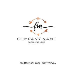 FM handwriting initial  logo vector