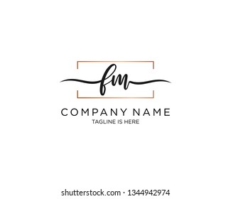 FM handwriting initial  logo vector