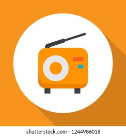 Fm icon flat symbol. Premium quality isolated broadcasting element in trendy style.