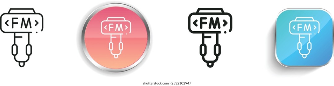 Fm icon. Thin Linear, Regular and Button Style Design Isolated On White Background