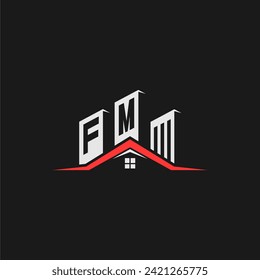 Vector de diseño del logotipo del hogar inicial de construcción de FM