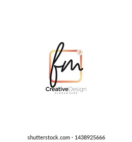 FM initial handwriting with color logo icon template vector.