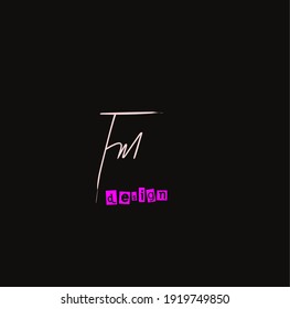 Fm initial handwriting logo for identity black background