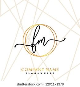 FM Initial Handwriting logo template vector