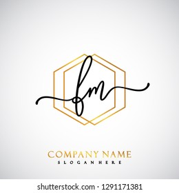 FM Initial Handwriting logo template vector