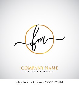 FM Initial Handwriting logo template vector