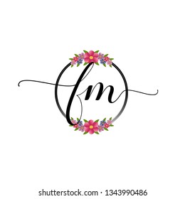 FM  Initial Handwriting logo template vector