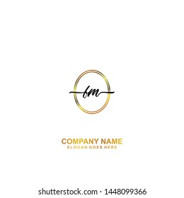 FM Initial handwriting logo template vector