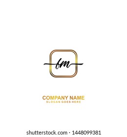 FM Initial handwriting logo template vector