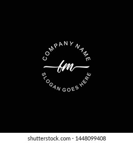 FM Initial handwriting logo template vector