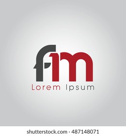 fm initial letter linked lowercase logo. f and m vector template design.