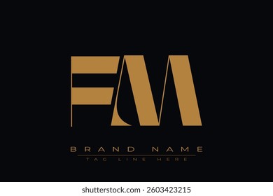 FM initial letter logo design. Letter F and M luxury alphabet letter logo icon template