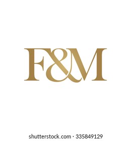 F&M Initial logo. Ampersand monogram golden logo