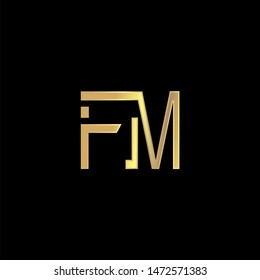 FM Initial logo Capital Letters Gold colors