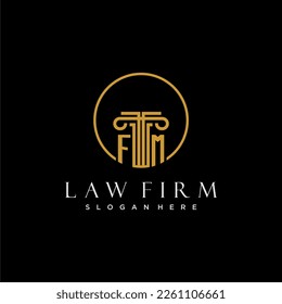 FM initial monogram for law firm with creative circle line