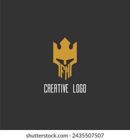 FM initial monogram logo for gaming with creative king spartan image design