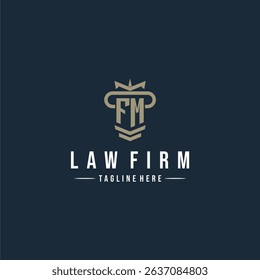 FM initial monogram logo law firm with pillar design