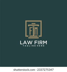 FM initial monogram logo for lawfirm with pillar design in creative square