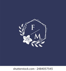 FM initial monogram wedding with creative polygon design