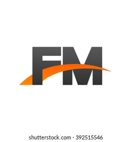 FM initial overlapping swoosh letter logo black orange
