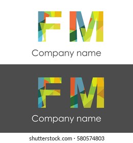 FM letter abstract mosaic shape icon colorful
