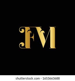 Vector de plantillas de diseño de logotipo de carta FM