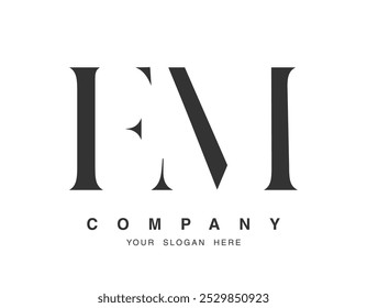 FM logo design. Initial letter f and m serif font style. Creative classic company name typography. Trendy logotype or identity. Vector illustration.