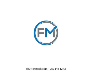 Design de logotipo FM com modelo de ícone de vetor e fundo branco