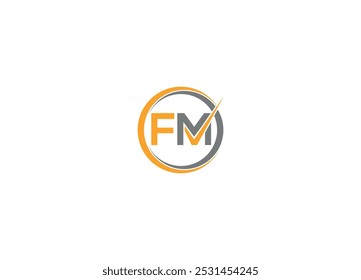 Diseño del logotipo de FM con la Plantilla del icono del Vector y el fondo blanco