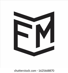 FM Logo Emblem Monogram With Shield Style Design Template Isolated On white Background