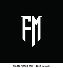 FM logo monogram with emblem shield style design template