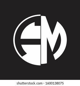 FM Logo monogram with Negative space style design tempate
